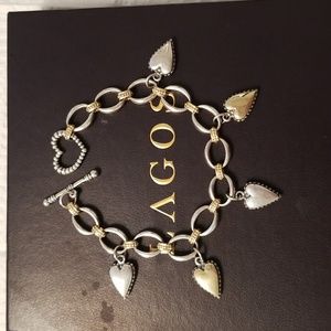 Lagos Caviar 18K/Silver Heart Charm Bracelet